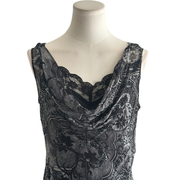 ECI Silk Maxi Dress‎ Fairygrunge Whimsy Beaded Ethereal 90s Elegant Black Gray 6 - Picture 7 of 12